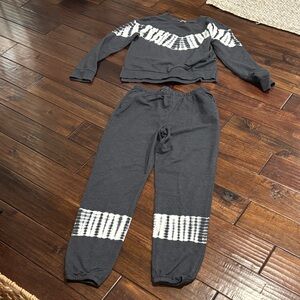 Black and White Tie-Dye Lounge Sweatshirt Set girls XL14/16